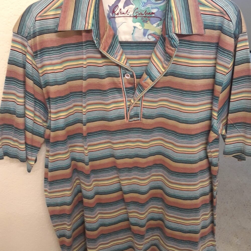 Robert Graham Men's Polo Shirt- Size Large- Gently Worn